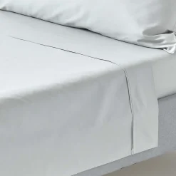 Homescapes Drap plat uni 100 % coton égyptien 200 fils gris argent, 178x255 cm - Discount
