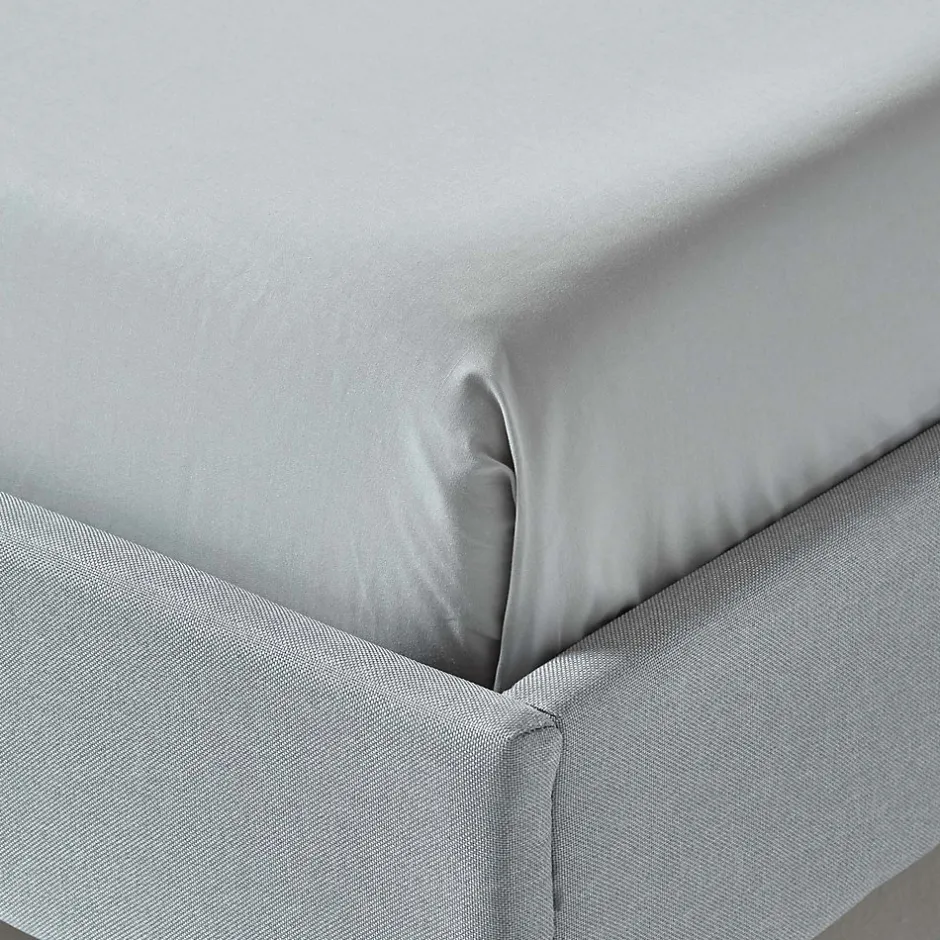 Homescapes Drap plat uni 100 % coton égyptien 200 fils gris argent, 178x255 cm - Discount