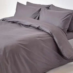Homescapes Drap plat uni 100 % coton égyptien 200 fils gris foncé, 178x255 cm -
