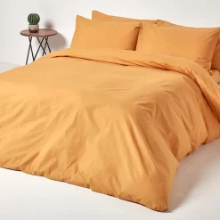 Homescapes Drap plat uni 100 % coton égyptien 200 fils jaune moutarde, 178x255 cm - Clearance