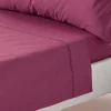 Homescapes Drap plat uni 100 % coton égyptien 200 fils bordeaux, 275x275 cm -