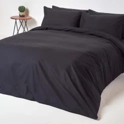 Homescapes Drap plat uni 100 % coton égyptien 200 fils noir, 275x275 cm - Online
