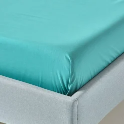 Homescapes Drap plat uni 100 % coton égyptien 200 fils bleu canard, 240x275 cm -