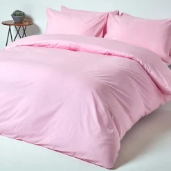 Homescapes Drap plat uni 100 % coton égyptien 200 fils rose, 230x255 cm -