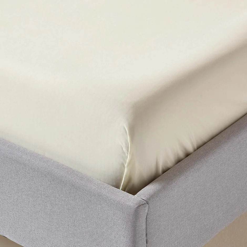 Homescapes Drap plat uni 100 % coton égyptien 200 fils ivoire, 178x255 cm -