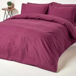 Homescapes Drap plat uni 100 % coton égyptien 200 fils bordeaux, 270x300 cm -