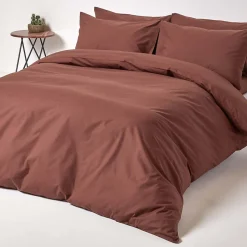 Homescapes Drap plat uni 100 % coton égyptien 200 fils marron chocolat, 270x300 cm -