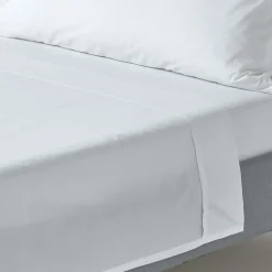 Homescapes Drap plat uni 100 % coton égyptien 200 fils blanc, 275x275 cm - Discount