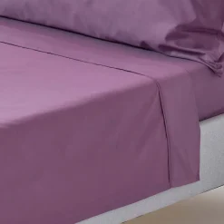 Homescapes Drap plat uni 100 % coton égyptien 200 fils violet, 275x275 cm - Sale
