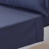 Homescapes Drap plat uni 100 % coton égyptien 200 fils bleu marine, 240x300 cm -