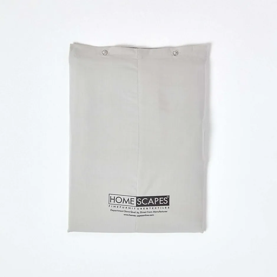 Homescapes Drap plat uni 100 % coton égyptien 200 fils gris argent, 275x275 cm -