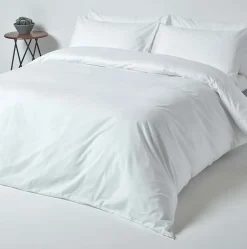 Homescapes Drap plat uni 100 % coton égyptien 200 fils blanc, 270x300 cm -