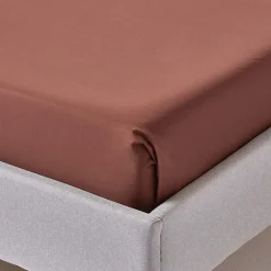 Homescapes Drap plat uni 100 % coton égyptien 200 fils marron chocolat, 180x290 cm -