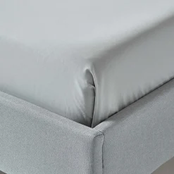 Homescapes Drap plat uni 100 % coton égyptien 200 fils gris argent, 270x300 cm - Clearance