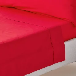 Homescapes Drap plat uni 100 % coton égyptien 200 fils rouge, 230x255 cm -