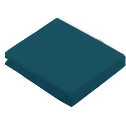 Tradilinge Drap Plat Uni en 100 % Coton (240x310 cm - Bleu Paon) Outlet