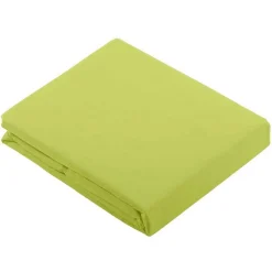 Tradilinge Drap Plat Uni en 100 % Coton (180x290 cm - Vert clair)