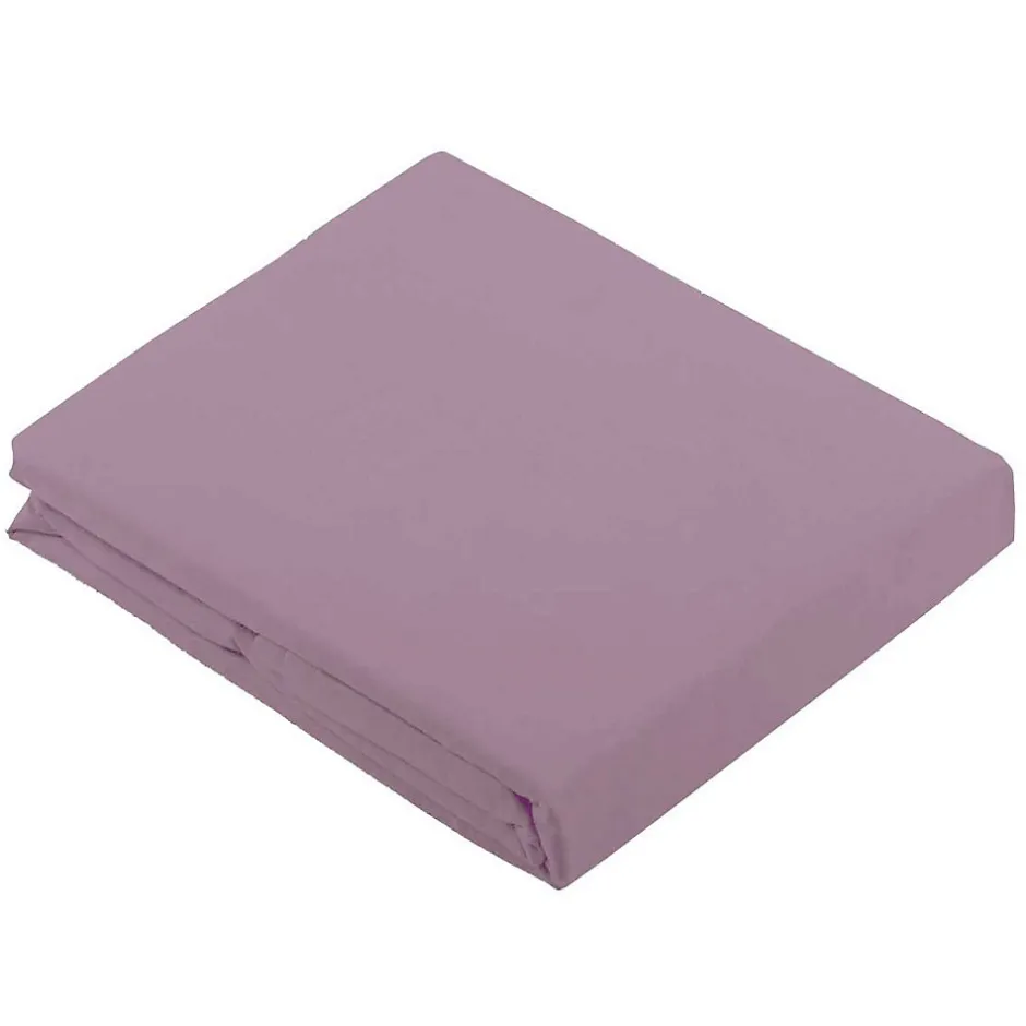 Tradilinge Drap Plat Uni en 100 % Coton (240x310 cm - Vieux rose)