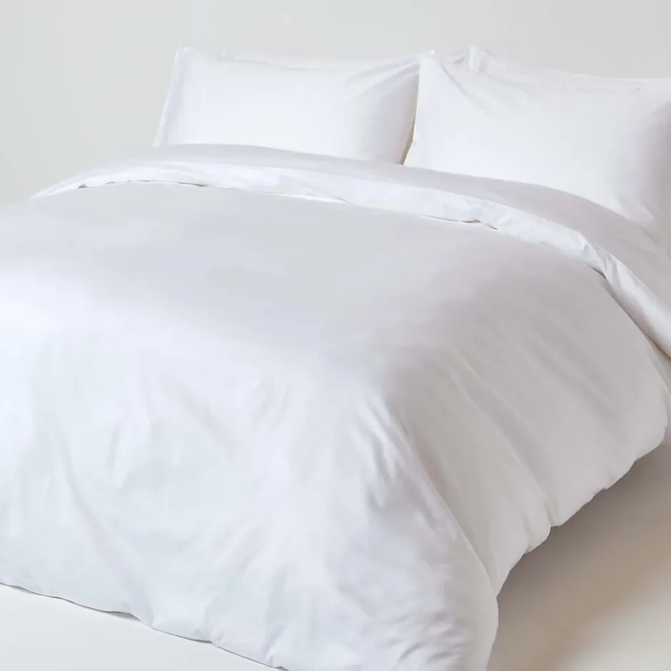 Homescapes Drap plat uni en coton égyptien bio 400 fils blanc, 270x300 cm - New