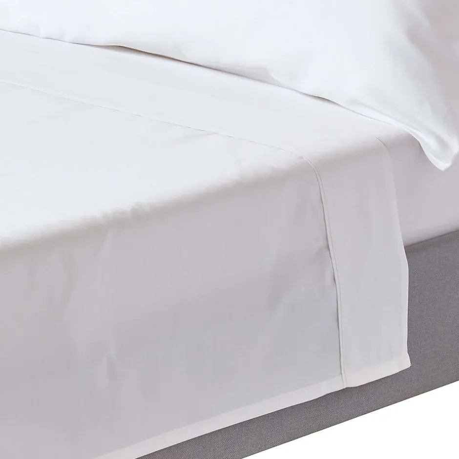 Homescapes Drap plat uni en coton égyptien bio 400 fils blanc, 270x300 cm - New