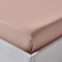 Homescapes Drap plat uni en coton égyptien bio 400 fils marron, 240x275 cm - Online