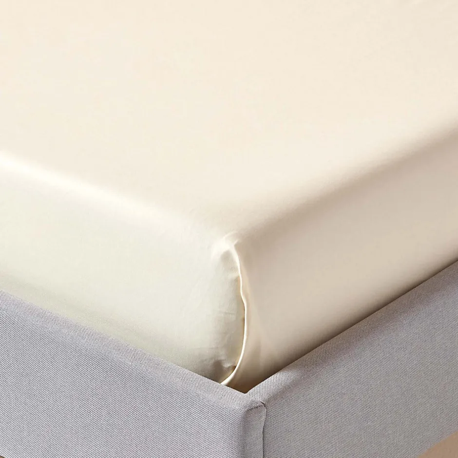 Homescapes Drap plat uni en coton égyptien bio 400 fils ècru, 178x255 cm -