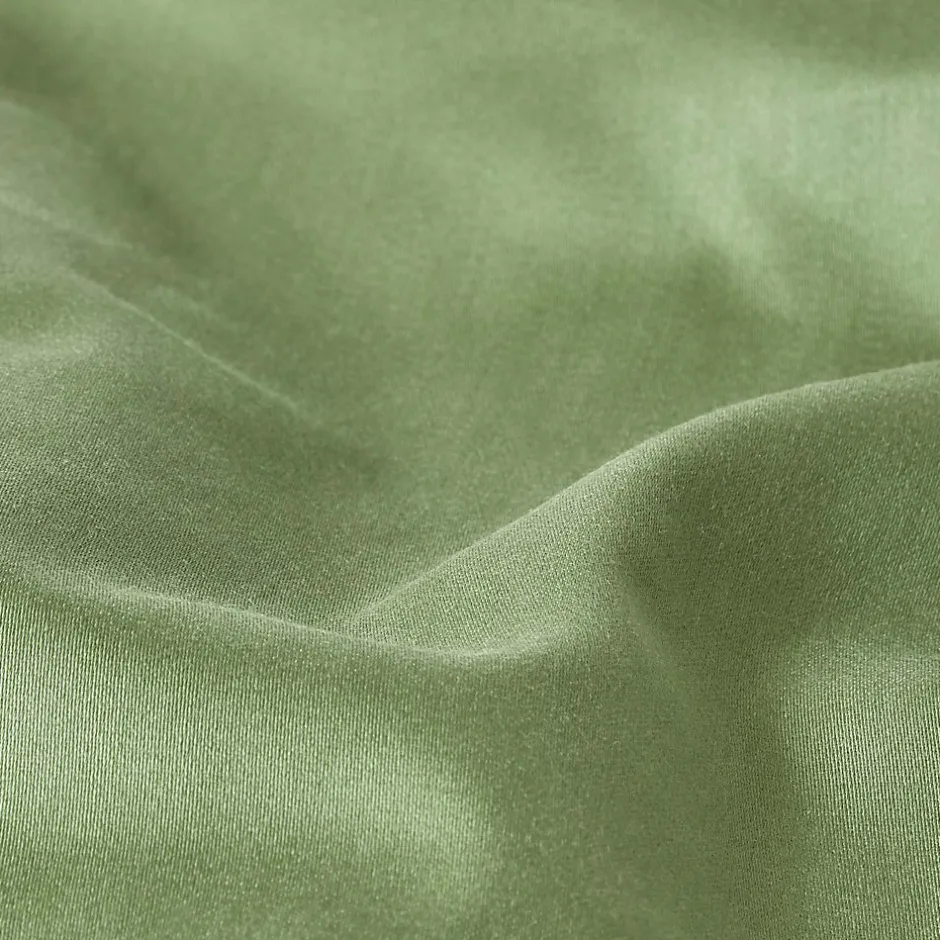 Homescapes Drap plat uni en coton égyptien bio 400 fils vert mousse, 178x255 cm -