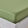 Homescapes Drap plat uni en coton égyptien bio 400 fils vert mousse, 180x290 cm - Clearance