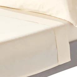 Homescapes Drap plat uni en coton égyptien bio 400 fils ècru, 230x255 cm -