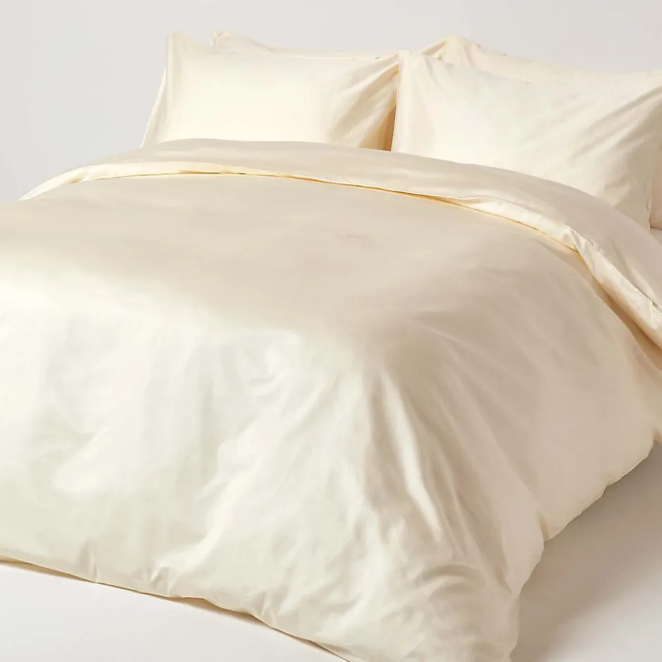 Homescapes Drap plat uni en coton égyptien bio 400 fils ècru, 275x275 cm -
