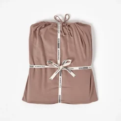 Homescapes Drap plat uni en coton égyptien bio 400 fils marron, 230x255 cm - Sale