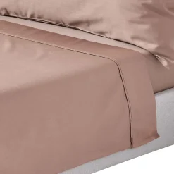 Homescapes Drap plat uni en coton égyptien bio 400 fils marron, 180x290 cm - Sale