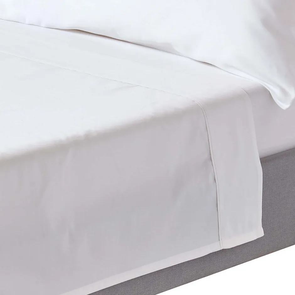 Homescapes Drap plat uni en coton égyptien bio 400 fils blanc, 178x255 cm -