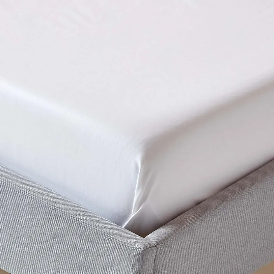 Homescapes Drap plat uni en coton égyptien bio 400 fils blanc, 178x255 cm -