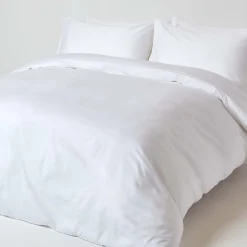 Homescapes Drap plat uni en coton égyptien bio 400 fils blanc, 178x255 cm -