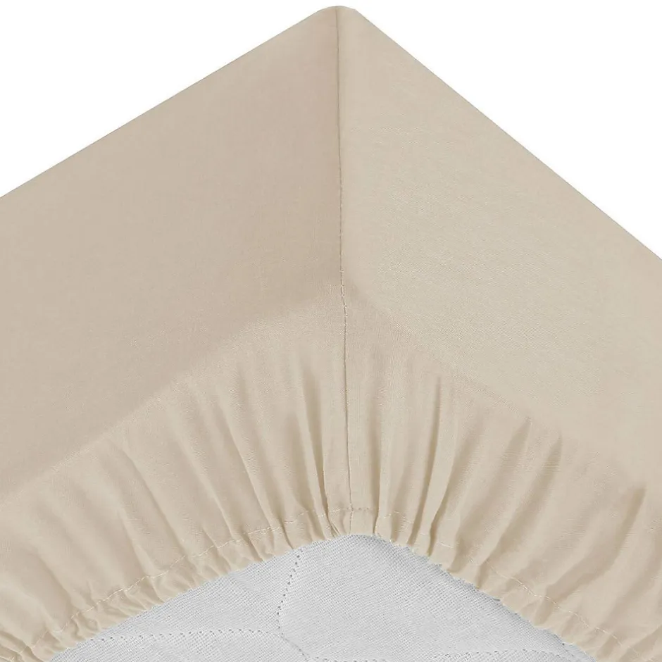 Atmosphera Créateur D'Intérieur Drap-housse - percale - beige lin - 180x200 cm - Atmosphera