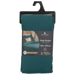 Atmosphera Créateur D'Intérieur Drap-housse - percale - bleu - 140x190 cm - Atmosphera Hot