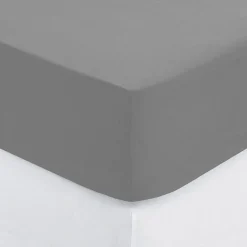 Atmosphera Créateur D'Intérieur Drap-housse - percale - gris - 160x200 cm - Atmosphera Discount