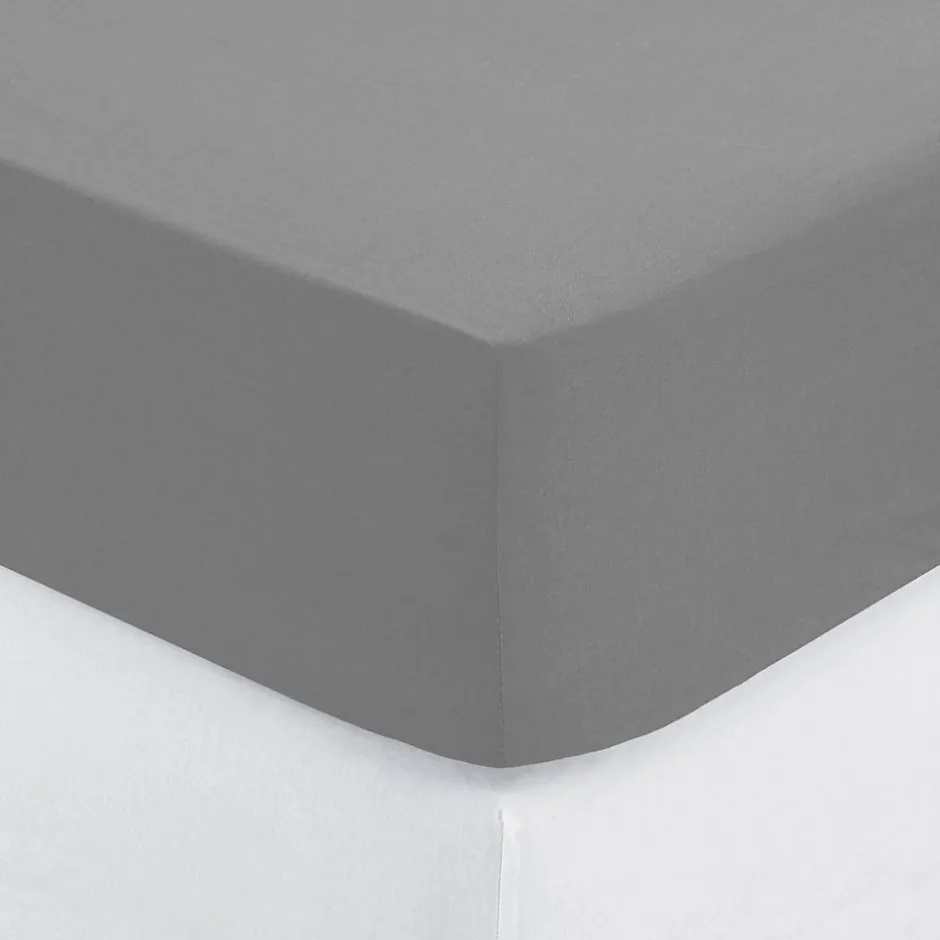 Atmosphera Créateur D'Intérieur Drap-housse - percale - gris - 160x200 cm - Atmosphera Discount