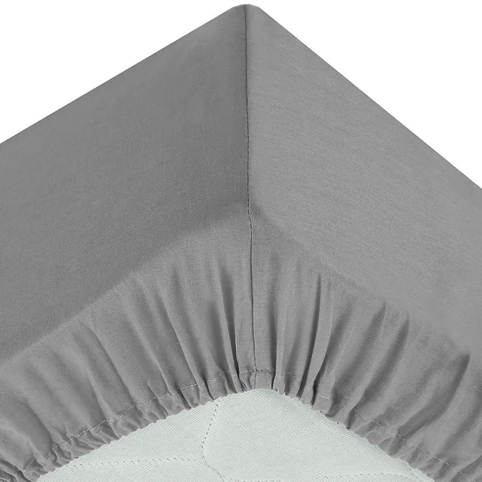 Atmosphera Créateur D'Intérieur Drap-housse - percale - gris - 160x200 cm - Atmosphera Discount