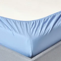 Homescapes Drap-housse bleu 100% coton égyptien 200 fils 90 x 190 cm - Outlet