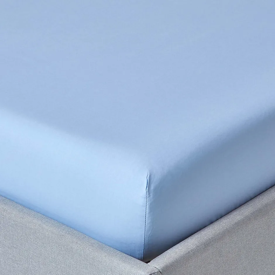 Homescapes Drap-housse bleu 100% coton égyptien 200 fils 90 x 190 cm - Outlet