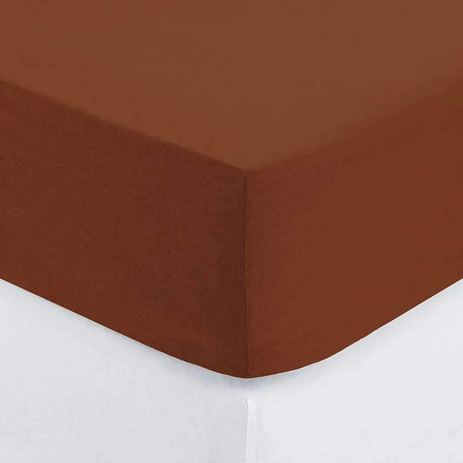 Atmosphera Créateur D'Intérieur Drap-housse Carina en coton 160x200cm rose terracotta - Atmosphera Hot