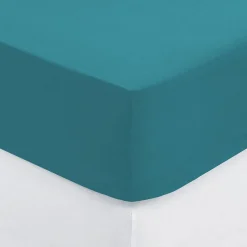 Atmosphera Créateur D'Intérieur Drap-housse en coton - bleu canard - bonnet H30cm - 140x190 cm - Atmosphera Outlet