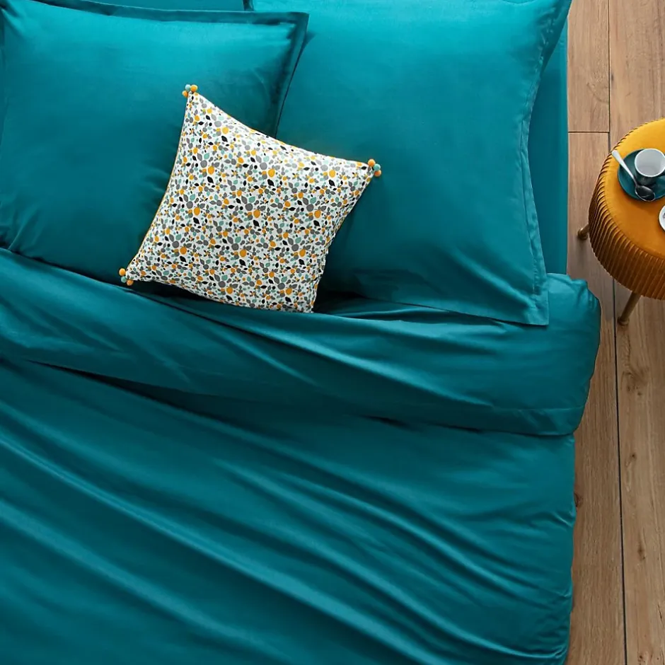 Atmosphera Créateur D'Intérieur Drap-housse en coton - bleu canard - bonnet H30cm - 140x190 cm - Atmosphera Outlet