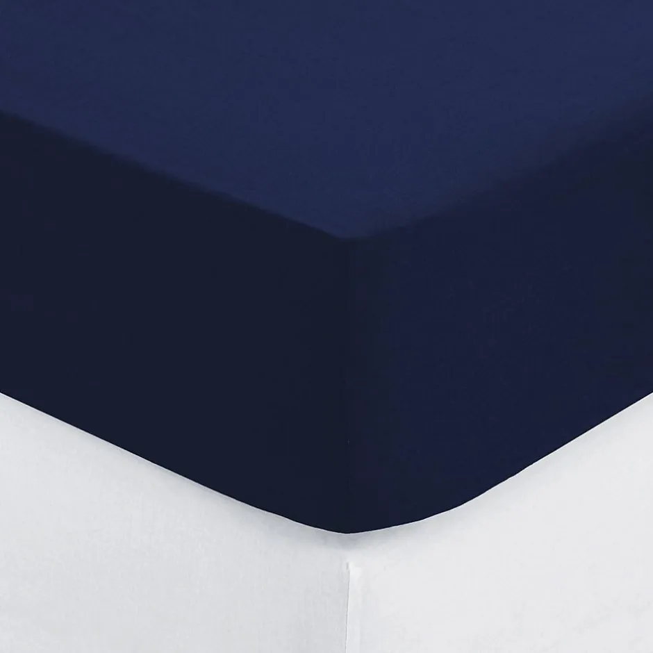 Atmosphera Créateur D'Intérieur Drap-housse en coton - bleu encre - bonnet H30cm - 90x190 cm - Atmosphera