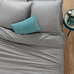 Atmosphera Créateur D'Intérieur Drap-housse en coton - gris - bonnet H30cm - 160x200 cm - Atmosphera