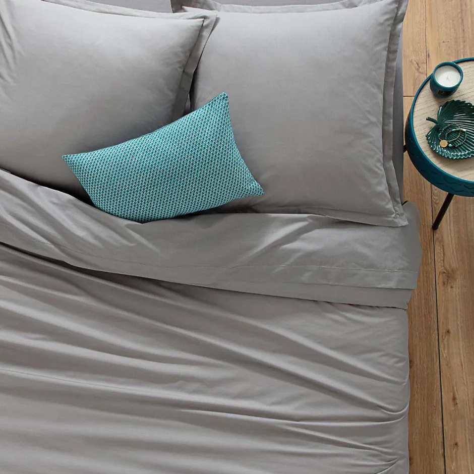 Atmosphera Créateur D'Intérieur Drap-housse en coton - gris - bonnet H30cm - 160x200 cm - Atmosphera