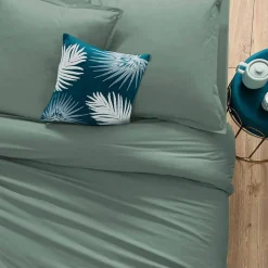 Atmosphera Créateur D'Intérieur Drap-housse en coton - vert céladon - bonnet H30cm - 140x190 cm - Atmosphera