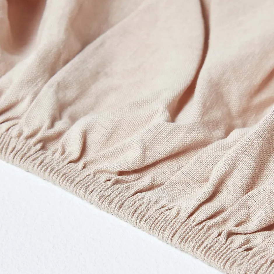 Homescapes Drap-housse en lin lavé beige - 140 x 190 cm -